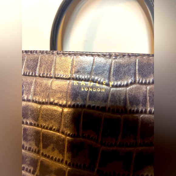 🐶 Radley London Croco-Embossed Charcoal Leather Satchel/Crossbody 🐶 - Picture 6 of 12